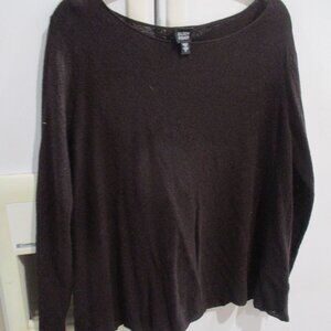 Eileen Fisher Dark Brown Long-Sleeve Tunic Top
